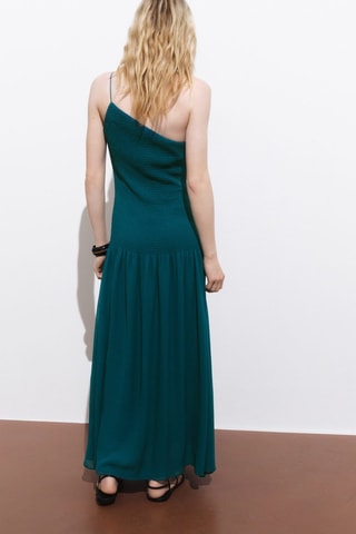 Robe longue asymétrique - Bleu de Prusse