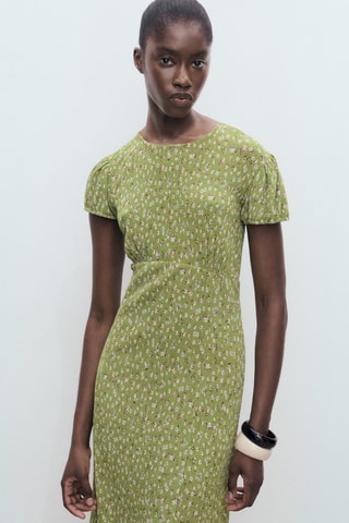 Robe imprimée fente latérale - Vert