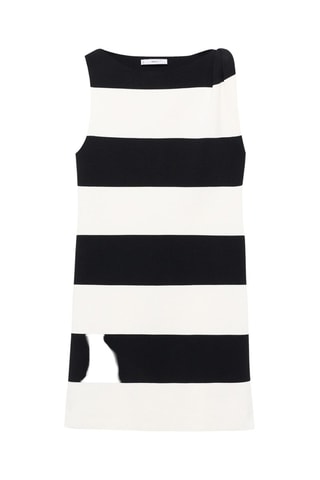 Robe maille bretelles asymétriques - Ecru