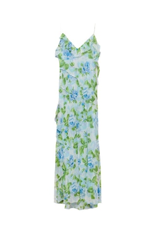 Robe à fleurs volantée - Bleu