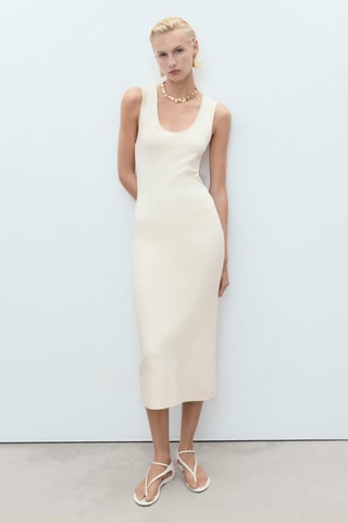 Robe midi ajustée - Ecru