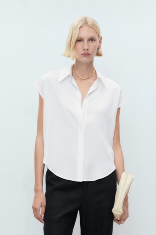 Chemise Lyocell sans manches - Blanc cassé