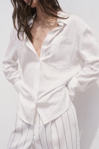 Chemise semi-transparente rayures - Blanc cassé