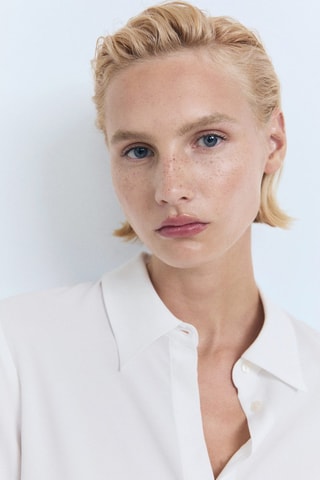 Chemise fluide manches longues - Blanc cassé