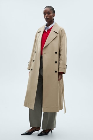 Trench long oversize double boutonnage - Kaki