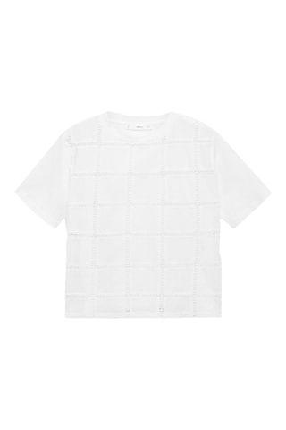 T-shirt détails brodés - Blanc cassé