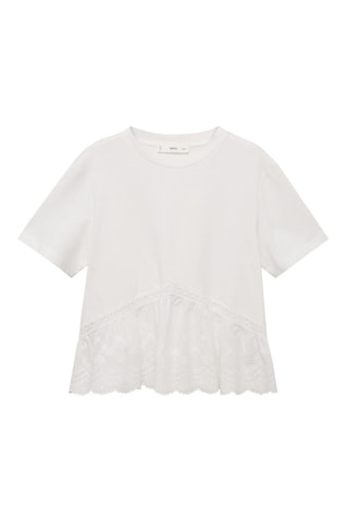 T-shirt volant brodé - Blanc cassé