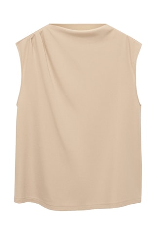 T-shirt de grossesse à col drapé - Beige