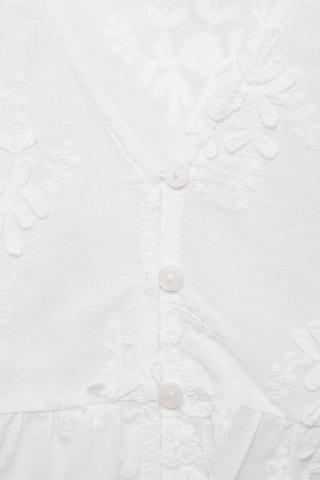 Blouse en coton broderie florale - Blanc cassé