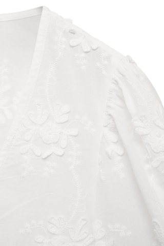 Blouse en coton broderie florale - Blanc cassé