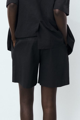 Short lin ceinture à nœud - Noir