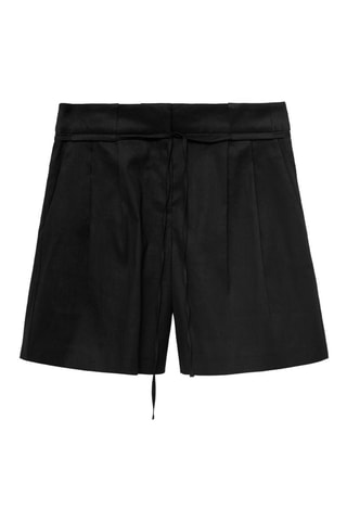 Short lin ceinture à nœud - Noir