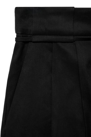 Short lin ceinture à nœud - Noir