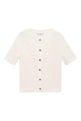 Cardigan en maille à manches courtes - Ecru