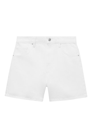 Short en jean droit taille haute - Blanc