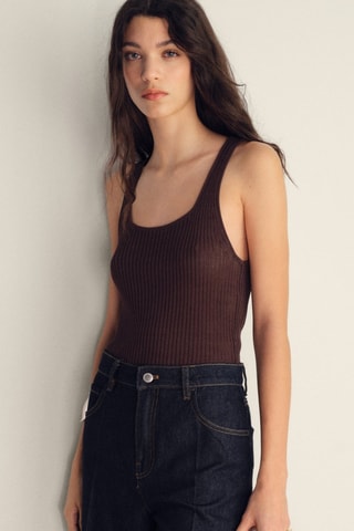Bermuda en jean taille haute rinse wash - Bleu