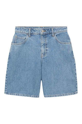 Bermuda en jean droit taille haute - Bleu