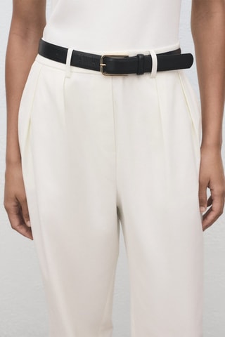 Combinaison à ceinture tissu combiné - Blanc cassé