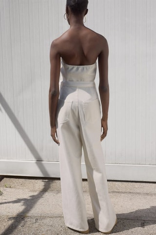 Combinaison jean ceinture - Blanc