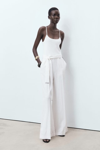 Combinaison assortie avec ceinture - Blanc cassé