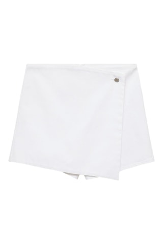 Jupe short en jean croisée - Blanc