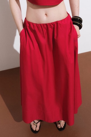 Jupe coton évasée - Rouge