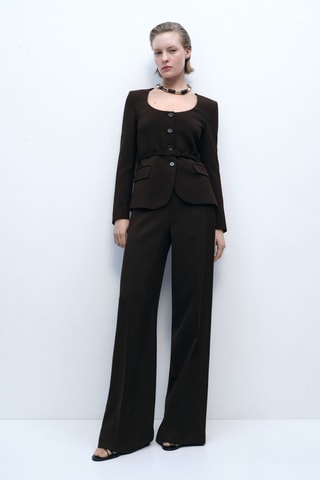 Blazer costume ceinture - Marron