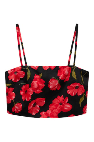 Crop top à fleurs - Noir