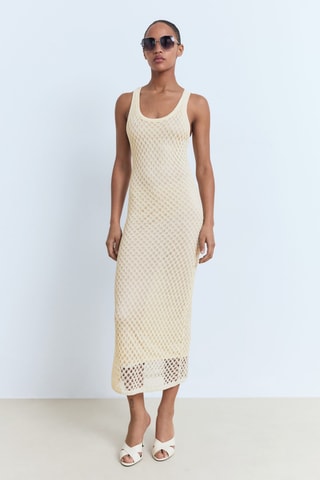 Robe longue crochet - Écru