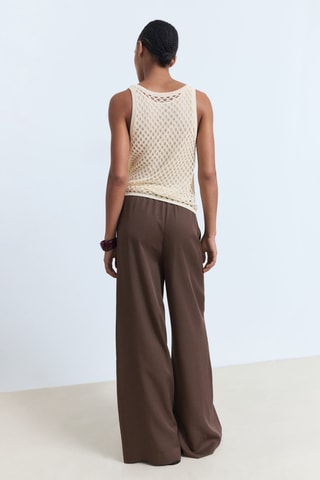 Pantalon lyocell wideleg nœud - Chocolat