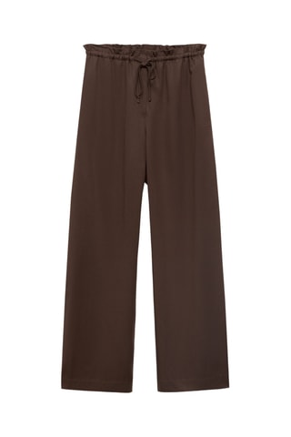 Pantalon lyocell wideleg nœud - Chocolat