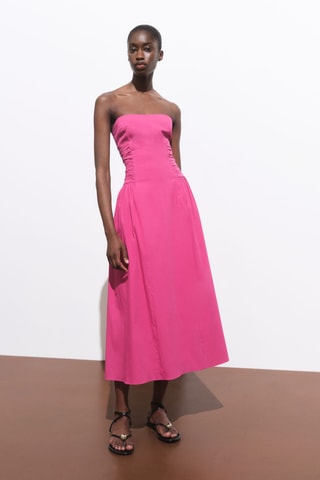 Robe midi bustier - Fuchsia