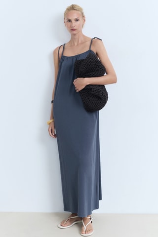 Robe coton nœuds - Bleu