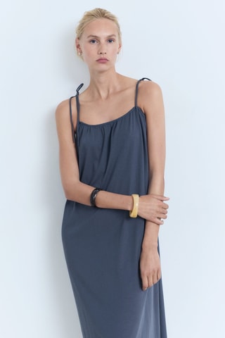 Robe coton nœuds - Bleu