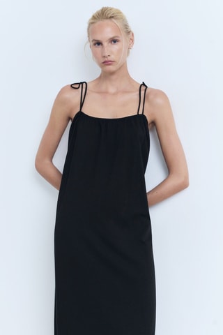 Robe coton nœuds - Noir