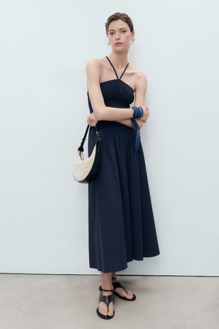 Robe à emmanchures américaines combinée - Bleu Marine