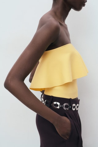 Haut bustier maxi volant - Jaune