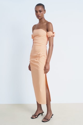 Robe midi bustier - Pêche