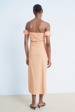 Robe midi bustier - Pêche