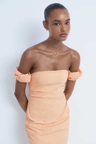 Robe midi bustier - Pêche
