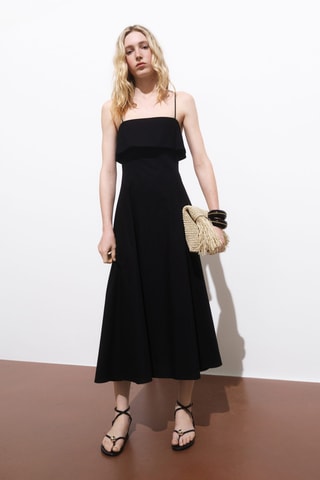 Robe coton évasée - Noir