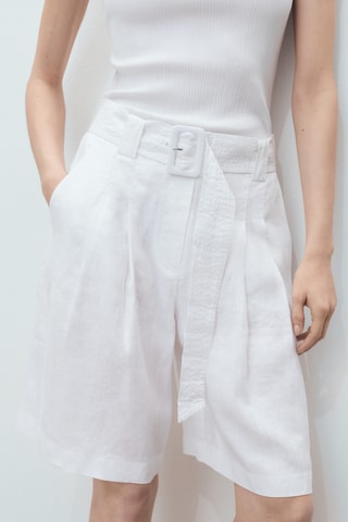 Bermuda lin ceinture - Blanc