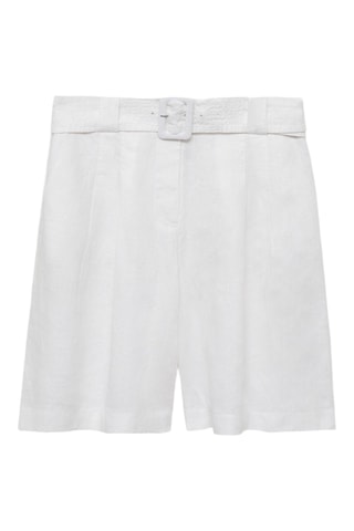 Bermuda lin ceinture - Blanc