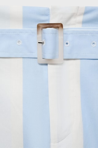 Pantalon style jupe-culotte à rayures avec ceinture - Bleu Clair