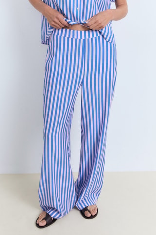 Pantalon droit imprimé rayures - Bleu