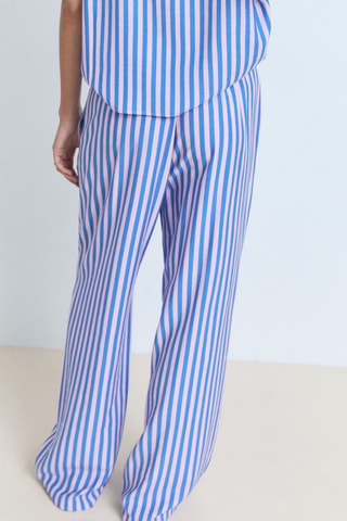 Pantalon droit imprimé rayures - Bleu