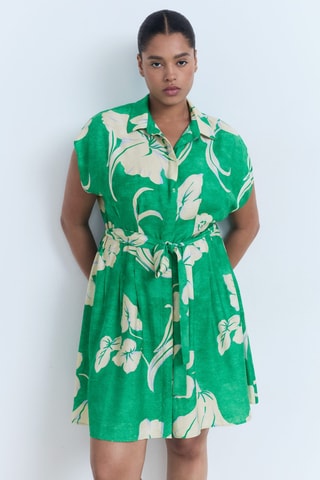 Robe imprimée avec ceinture - Vert
