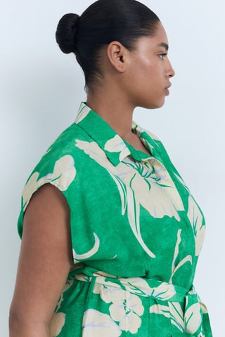 Robe imprimée avec ceinture - Vert