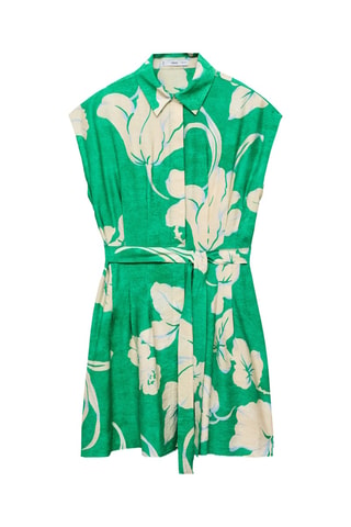 Robe imprimée avec ceinture - Vert