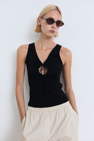 Top maille nœud - Noir
